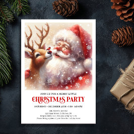 Santa and Rudolph Cheerful Christmas Invitation Kaart