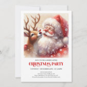 Santa and Rudolph Cheerful Christmas Invitation Kaart (Voorkant)