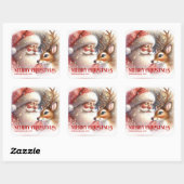 Santa and Rudolph Custom Christmas Party Favor Vierkante Sticker (Vel)