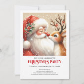 Santa and Rudolph Festive Holiday Party Invitation Kaart (Voorkant)