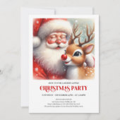 Santa and Rudolph Magical Christmas Party Invite Kaart (Voorkant)
