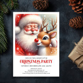 Santa and Rudolph Magical Christmas Party Invite Kaart