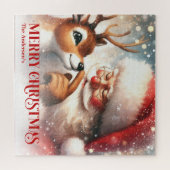 Santa and Rudolph Personalized Holiday Puzzle Gift Legpuzzel (Horizontaal)
