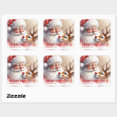 Santa and Rudolph Personalized Kids Christmas Labe Vierkante Sticker (Vel)