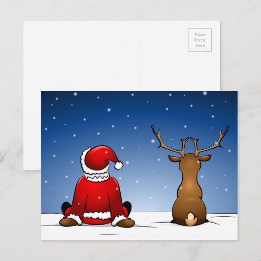 Santa and Ruloph Feestdagenkaart (Voorkant / Achterkant)