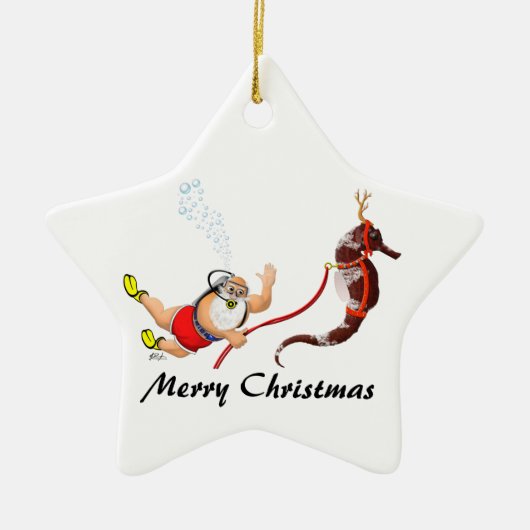 Santa and Seahorse Star Ornament (Voorkant)