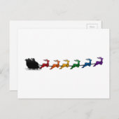Santa and Sleigh met LGBTQ Pride Rainbow Reindeer Feestdagenkaart (Voorkant / Achterkant)