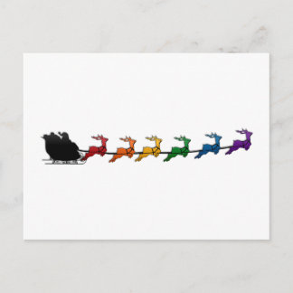 Santa and Sleigh met LGBTQ Pride Rainbow Reindeer Feestdagenkaart