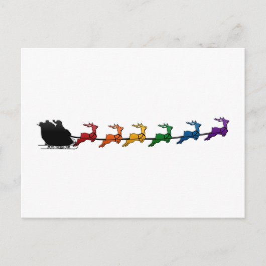 Santa and Sleigh met LGBTQ Pride Rainbow Reindeer Feestdagenkaart (Voorkant)
