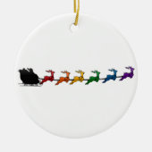 Santa and Sleigh met LGBTQ Pride Rainbow Reindeer Keramisch Ornament (Voorkant)