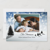 Santa and Sleigh silhouette Snow scene Personalize Feestdagenkaart (Achterkant)