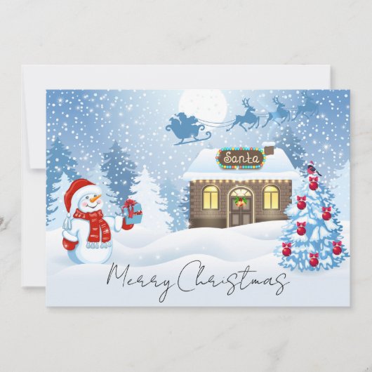 Santa and Sleigh Winter Scene Feestdagenkaart (Voorkant)