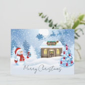 Santa and Sleigh Winter Scene Feestdagenkaart (Staand voorkant)