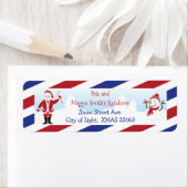 Santa and Snowman Air Mail Return Address Label (Insitu)