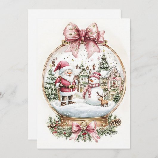 Santa and Snowman Feestdagenkaart (Voorkant / Achterkant)