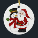 Santa and Snowman Keramisch Ornament<br><div class="desc">Een kerstkerstkerstkerstman en Snowman-Ornament die je kunt personaliseren met jaar en naam</div>