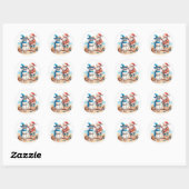 Santa and Snowman Tropical Island Christmas Ronde Sticker (Vel)