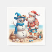 Santa and Snowman Tropical Island Christmas Servet (Voorkant)