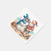 Santa and Snowman Tropical Island Christmas Servet (Hoek)