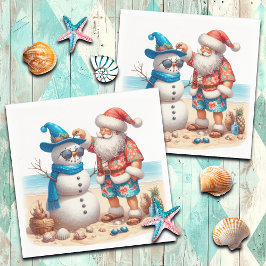 Santa and Snowman Tropical Island Christmas Servet