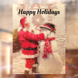 Santa and Snowman Window Cling Raamsticker