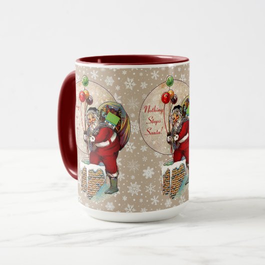 Santa and the Narrow Chimney Ceramic Mok (Voorkant links)