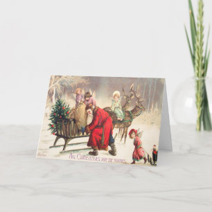  Santa Angles Victoriaans kerst Kaart