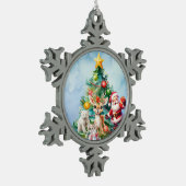 SANTA & ANIMAL FRIENDS PEWTER SNOWFLAKE ORNAMENT (Links)