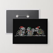 Santa Animals Xmas Silly Racoon Opossum Squirrel Button (Voorkant / Achterkant)