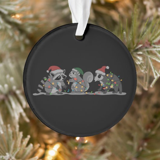 Santa Animals Xmas Silly Racoon Opossum Squirrel Ornament (Boom)