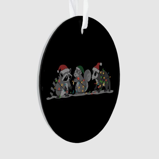 Santa Animals Xmas Silly Racoon Opossum Squirrel Ornament (voorkant)