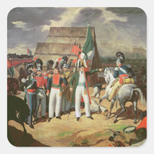 Santa Anna tart de Spaanse troepen Vierkante Sticker