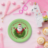 Santa Announing Jouw tekst Name Year Red Green 7" Papieren Bordje (Feest)