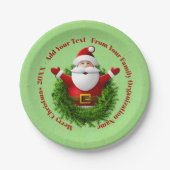 Santa Announing Jouw tekst Name Year Red Green 7" Papieren Bordje (Voorkant)
