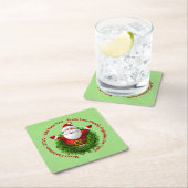 Santa Announing Jouw tekst Name Year Red Green Kartonnen Onderzetters (Insitu)