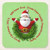 Santa Announing Jouw tekst Name Year Red Green Kartonnen Onderzetters (Voorkant)