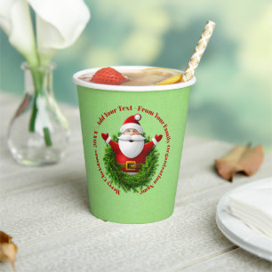 Santa Announing Jouw tekst Name Year Red Green Papieren Bekers