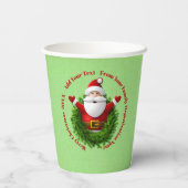 Santa Announing Jouw tekst Name Year Red Green Papieren Bekers (Achterkant)
