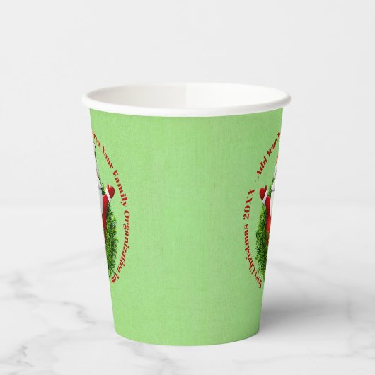 Santa Announing Jouw tekst Name Year Red Green Papieren Bekers (Links)