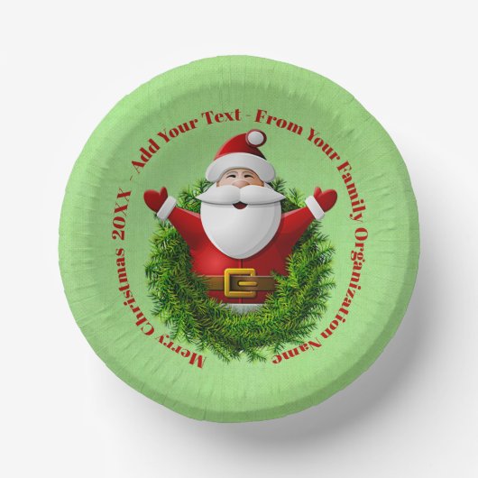 Santa Announing Jouw tekst Name Year Red Green Papieren Kommen (Voorkant)