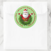 Santa Announing Jouw tekst Name Year Red Green Ronde Sticker (Tas)
