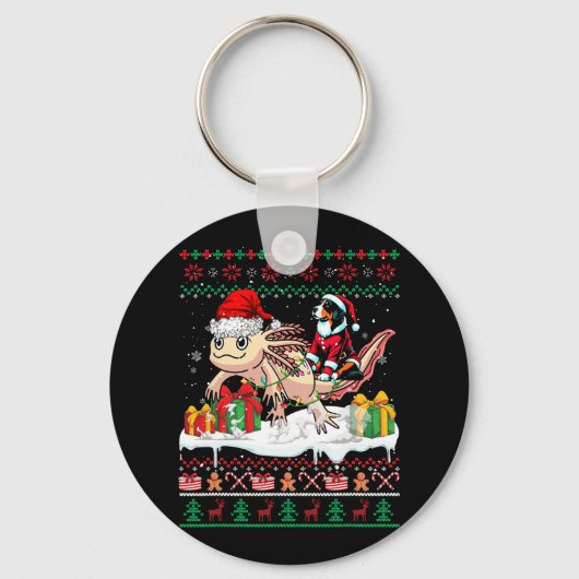 Santa Appenzeller Sennenhund Riding Axolotl Xmas S Sleutelhanger (Voorkant)