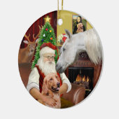 Santa - Arabisch Paard en Gouden Keramisch Ornament (Links)