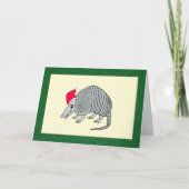 Santa Armadillo Christmas (groene rand) Feestdagen Kaart (Voorkant)