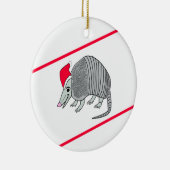 Santa Armadillo Kerstmis (witte achtergrond) Keramisch Ornament (Rechts)