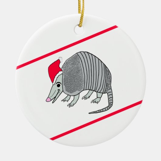 Santa Armadillo Kerstmis (witte achtergrond) Keramisch Ornament (Voorkant)