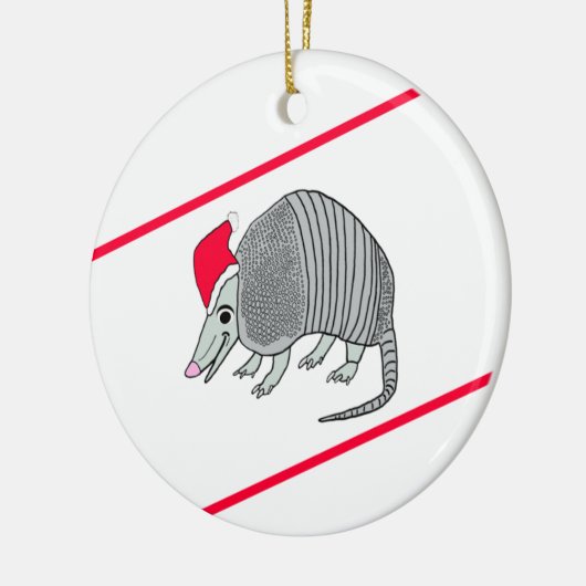 Santa Armadillo Kerstmis (witte achtergrond) Keramisch Ornament (Links)