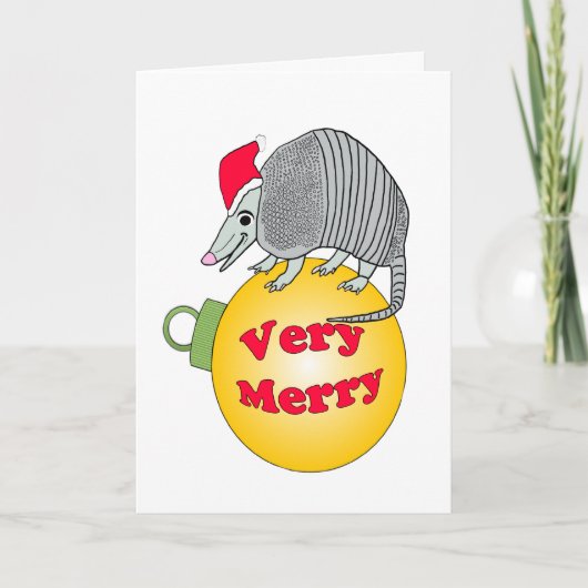 Santa Armadillo Zeer prettige kerstkerst Feestdagen Kaart (Voorkant)