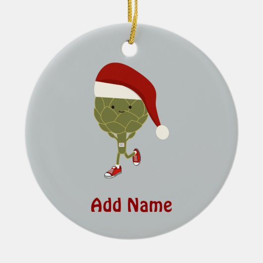 Santa Artichoke Runner Keramisch Ornament (Voorkant)