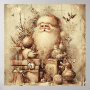 Santa Artwork. Sepia toned art Poster